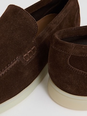 Reiss Chocolate Brown Kason Suede Slip-On Loafers - Image 5 of 5