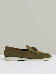 Reiss Moss Green Harrison Suede Tassel Loafers - Image 1 of 5
