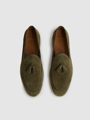 Reiss Moss Green Harrison Suede Tassel Loafers - Image 4 of 5