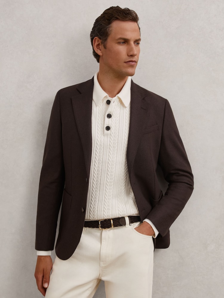Reiss Dark Brown Jesse Suede Woven Belt - Image 2 of 4 Reiss Dark Brown Jesse Suede Woven Belt - Image 2 of 4