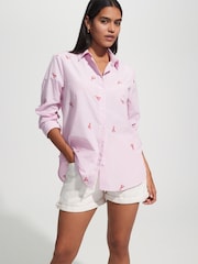 Pink/White Stripe Lobster Embroidered Long Sleeve Shirt - Image 1 of 5