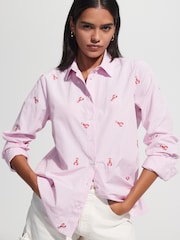 Pink/White Stripe Lobster Embroidered Long Sleeve Shirt - Image 4 of 5