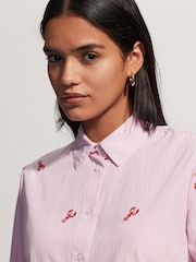Pink/White Stripe Lobster Embroidered Long Sleeve Shirt - Image 5 of 5