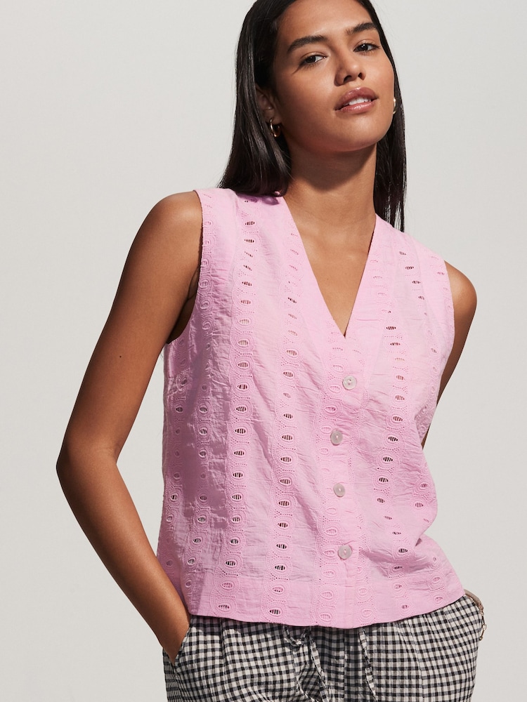 Pink Broderie Waistcoat - Image 1 of 7