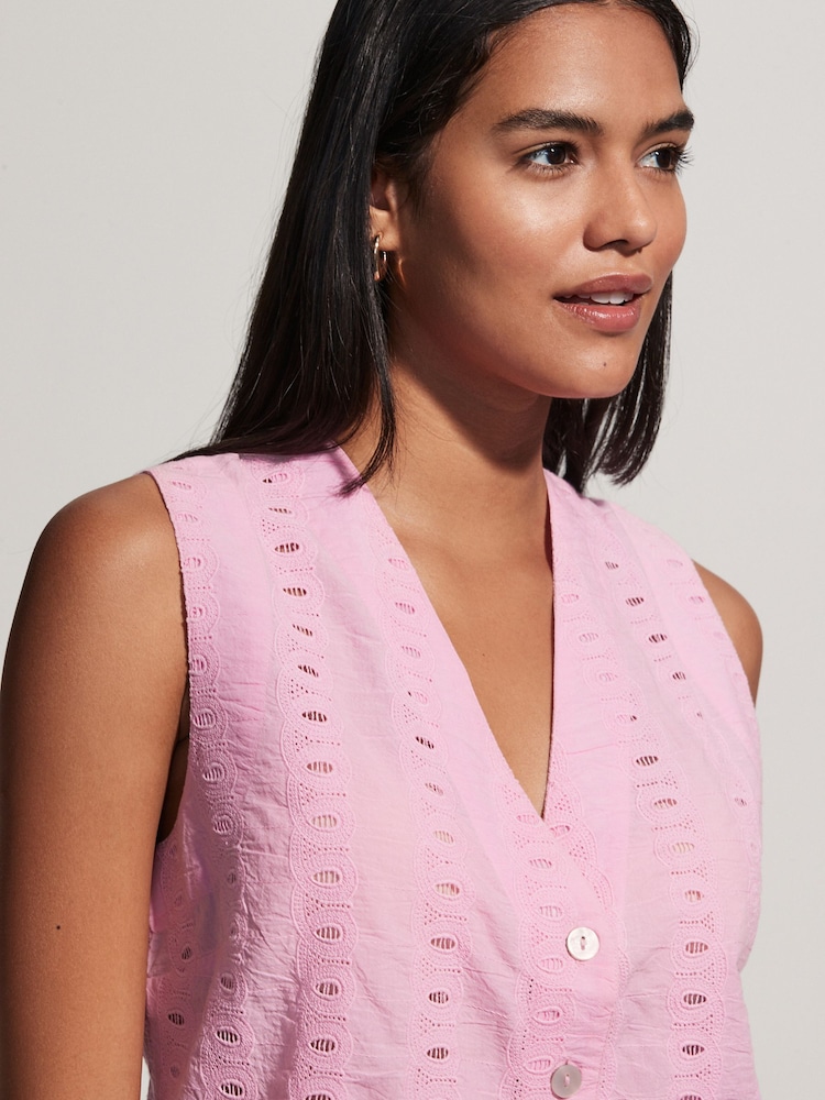 Pink Broderie Waistcoat - Image 4 of 4