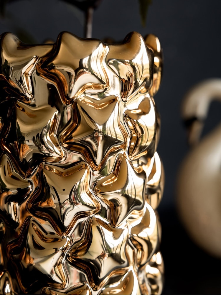 Rockett St George Gold Embossed Stars Vase - Image 2 of 5 Rockett St George Gold Embossed Stars Vase - Image 2 of 5