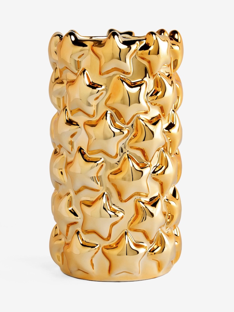 Rockett St George Gold Embossed Stars Vase - Image 5 of 5 Rockett St George Gold Embossed Stars Vase - Image 5 of 5