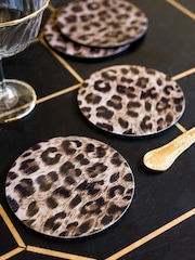 Rockett St George Set of 3 Leopard Love Wipe Clean Coasters - Image 1 of 4
