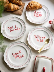 Rockett St George Set of 4 Red/Cream Lipstick Side Plates - Image 1 of 6