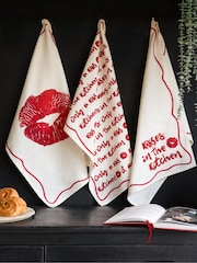 Rockett St George Set of 3 Red Lipstick Tea Towels - Image 1 of 6