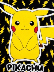 Character Black Pokemon Pikachu Hooded 100% Cotton Towel Poncho - Image 11 of 12