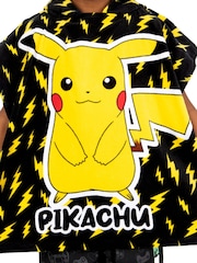 Character Black Pokemon Pikachu Hooded 100% Cotton Towel Poncho - Image 6 of 12