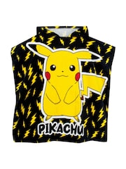 Character Black Pokemon Pikachu Hooded 100% Cotton Towel Poncho - Image 8 of 12