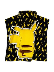 Character Black Pokemon Pikachu Hooded 100% Cotton Towel Poncho - Image 9 of 12