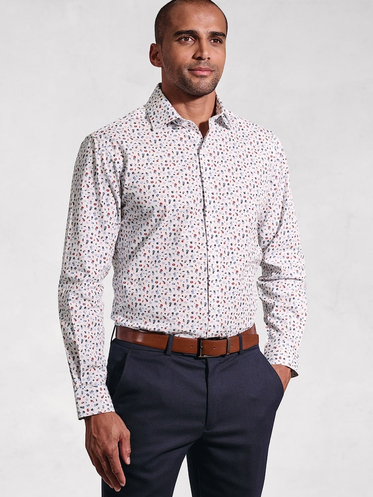 Brook Taverner Red Ditsy Floral Long Sleeve 100% Cotton Shirt - Image 1 of 5