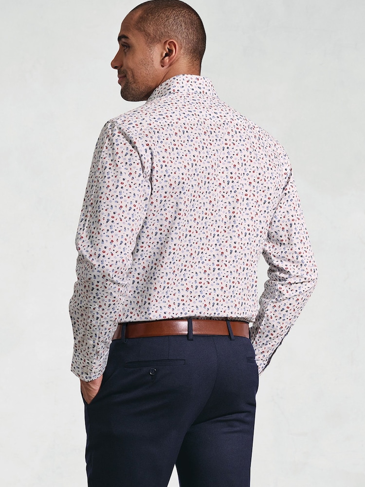 Brook Taverner Red Ditsy Floral Long Sleeve 100% Cotton Shirt - Image 2 of 5