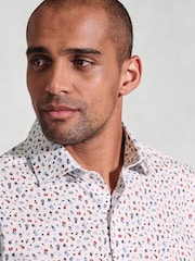 Brook Taverner Red Ditsy Floral Long Sleeve 100% Cotton Shirt - Image 3 of 5
