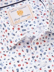 Brook Taverner Red Ditsy Floral Long Sleeve 100% Cotton Shirt - Image 4 of 5