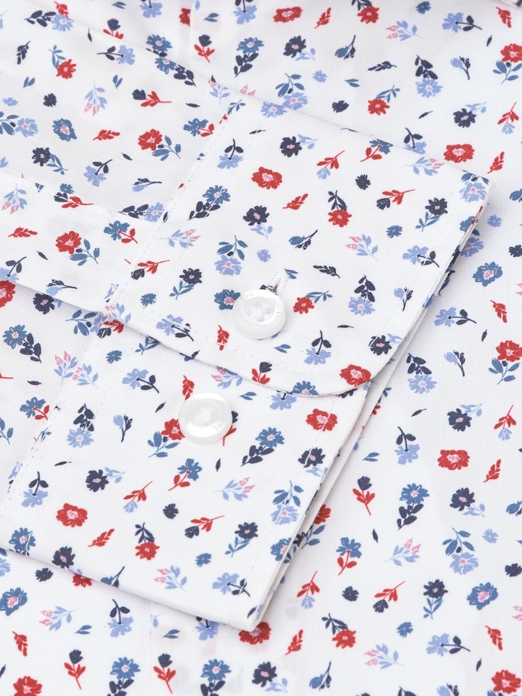 Brook Taverner Red Ditsy Floral Long Sleeve 100% Cotton Shirt - Image 5 of 5