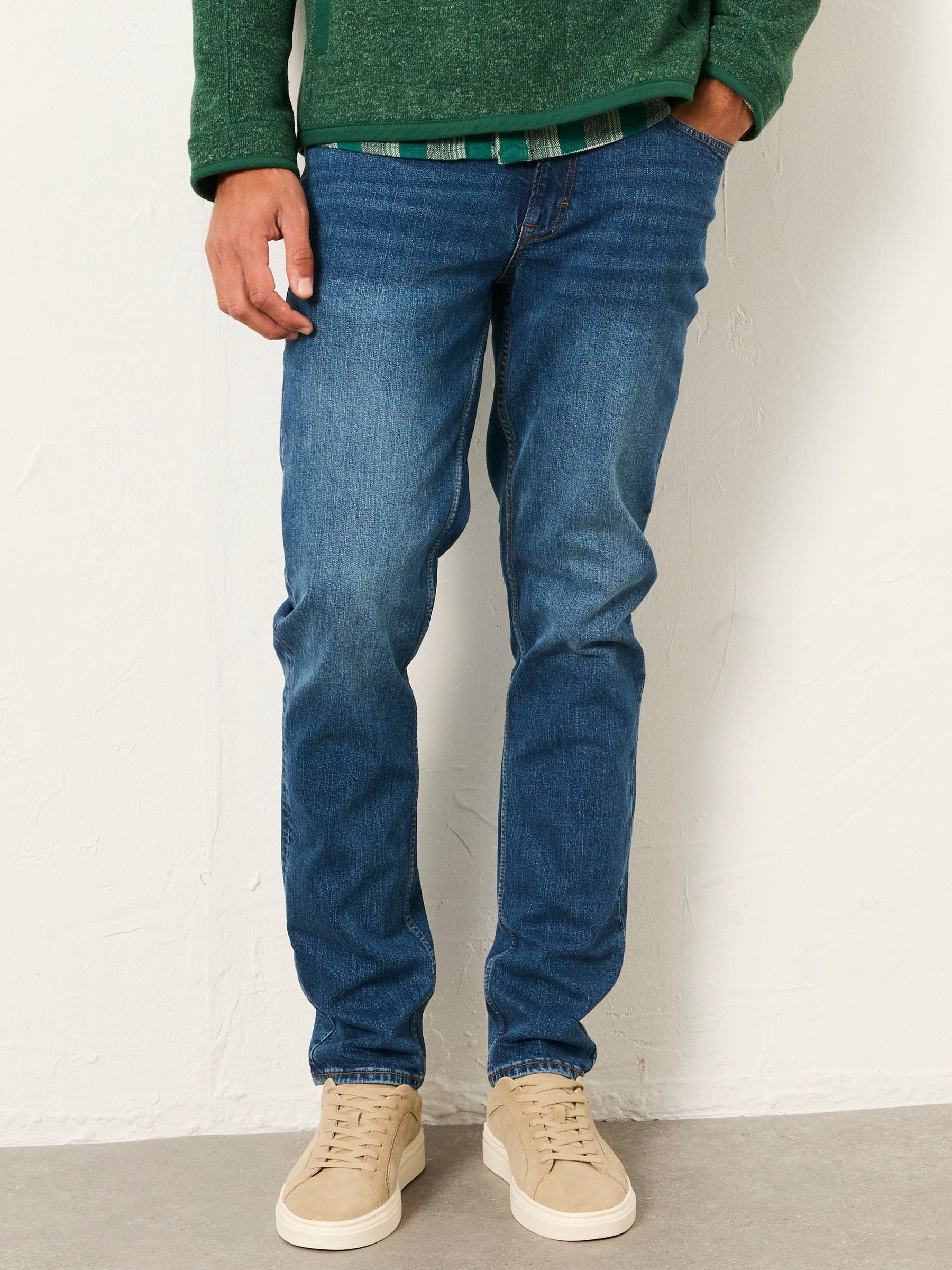Fat Face Men's Jeans Slim Fit Cotton Blend Stone Wash