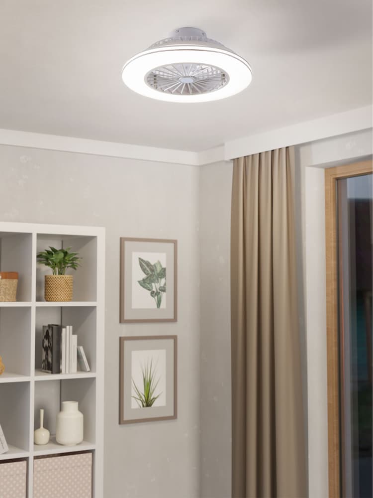 Eglo White Silver Lovisca Ceiling Fan With Light - Image 1 of 5