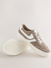 Mocha Brown Forever Comfort® Suede Side Stripe Skater Lace Up Trainers - Image 10 of 11