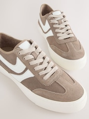 Mocha Brown Forever Comfort® Suede Side Stripe Skater Lace Up Trainers - Image 11 of 11