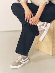 Mocha Brown Forever Comfort® Suede Side Stripe Skater Lace Up Trainers - Image 3 of 11