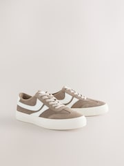 Mocha Brown Forever Comfort® Suede Side Stripe Skater Lace Up Trainers - Image 7 of 11