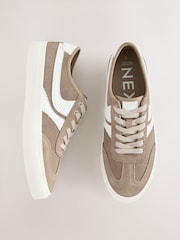 Mocha Brown Forever Comfort® Suede Side Stripe Skater Lace Up Trainers - Image 8 of 11