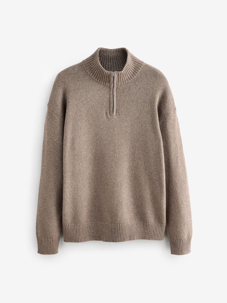 Stone Knitted Quarter Zip Neck Jumper - Image 1 of 1