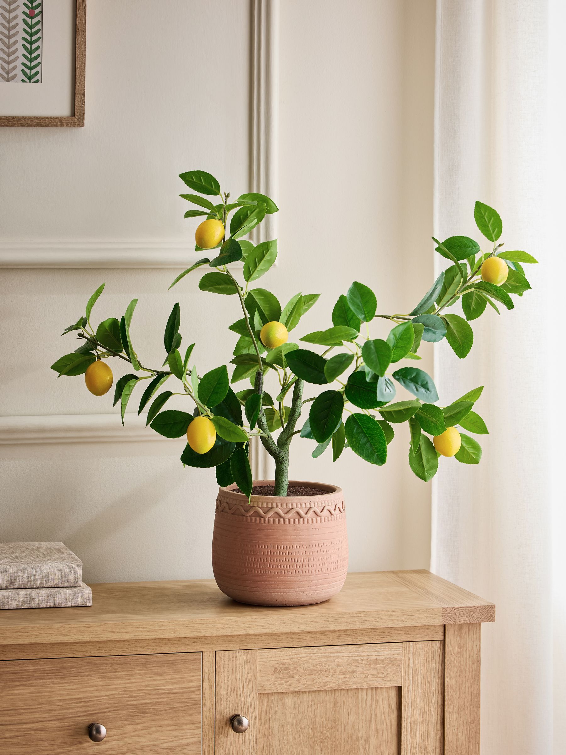 Buy Yellow Artificial Lemon Tree in Terracota Planter from the