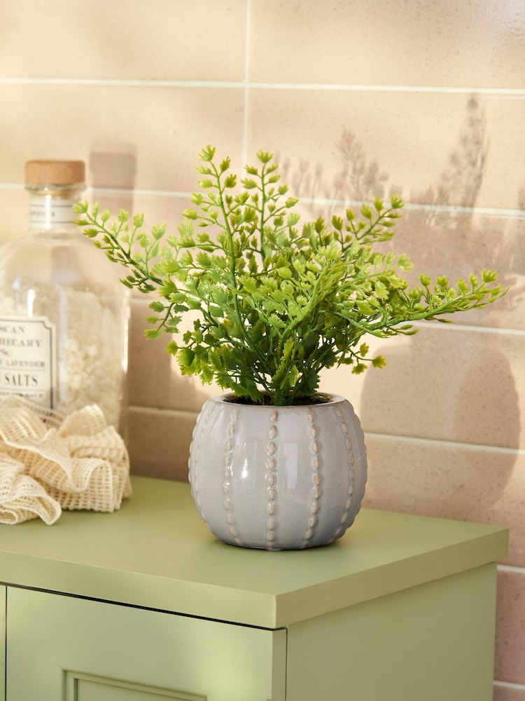 Green Artificial Fern in Ceramic Pot - Image 1 of 3 Green Artificial Fern in Ceramic Pot - Image 1 of 3