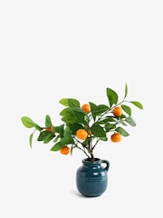 Orange Artificial Mini Tree in Ceramic Blue Pot - Image 3 of 3