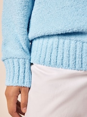 Blue Fluffy Teddy Cosy V-Neck Long Sleeve Jumper - Image 5 of 8