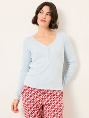 Azul pálido - Top FatFace Pointelle Henley - Imagem 1 de 6