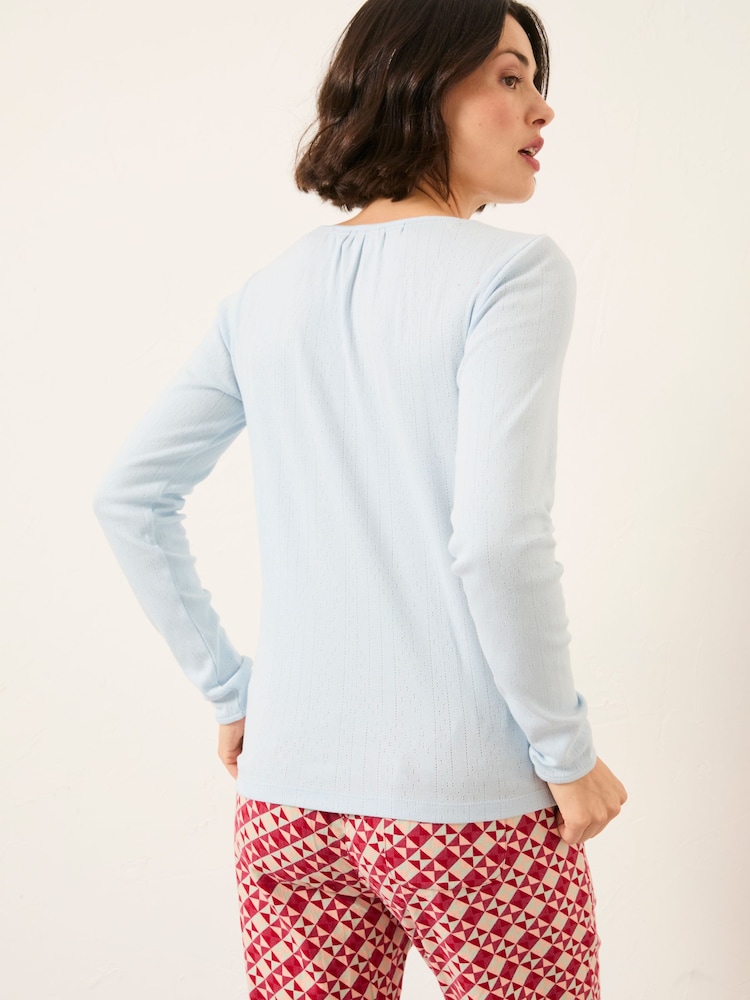 Azul pálido - Top FatFace Pointelle Henley - Imagem 2 de 6