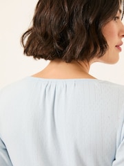 Azul pálido - Top FatFace Pointelle Henley - Imagem 4 de 6