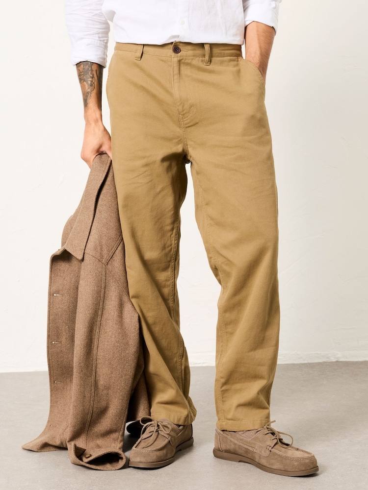 FatFace Mylor Light Stone Tapered Twill Trousers - Image 1 of 6