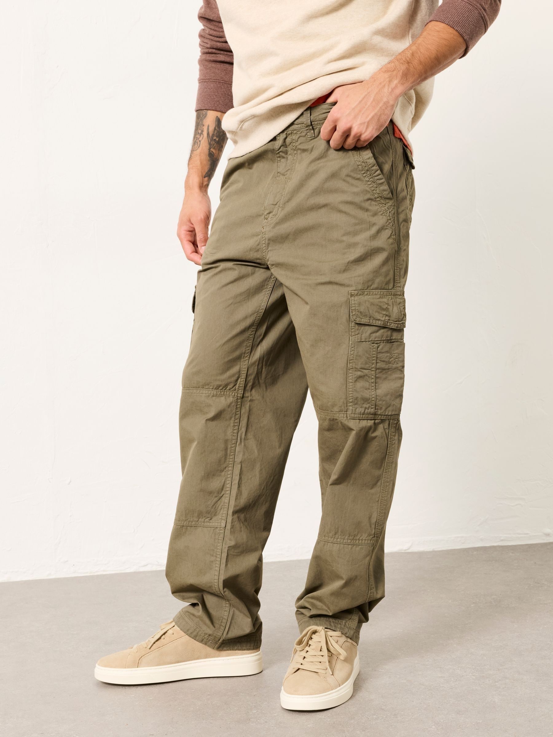 Buy FatFace Bude Khaki Green Straight Fit Cargo Trousers from Next