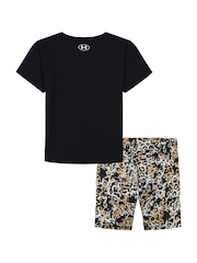 Under Armour Black/Animal Animal Print T-Shirt and Bike Shorts Set - Image 2 of 2