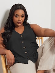Yours Curve Black Airflow Waistcoat Vest - Image 1 of 5