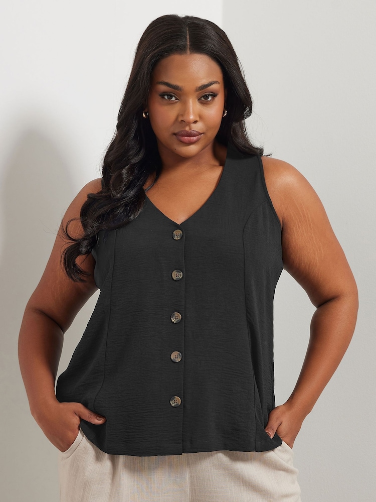 Yours Curve Black Airflow Waistcoat Vest - Image 2 of 5