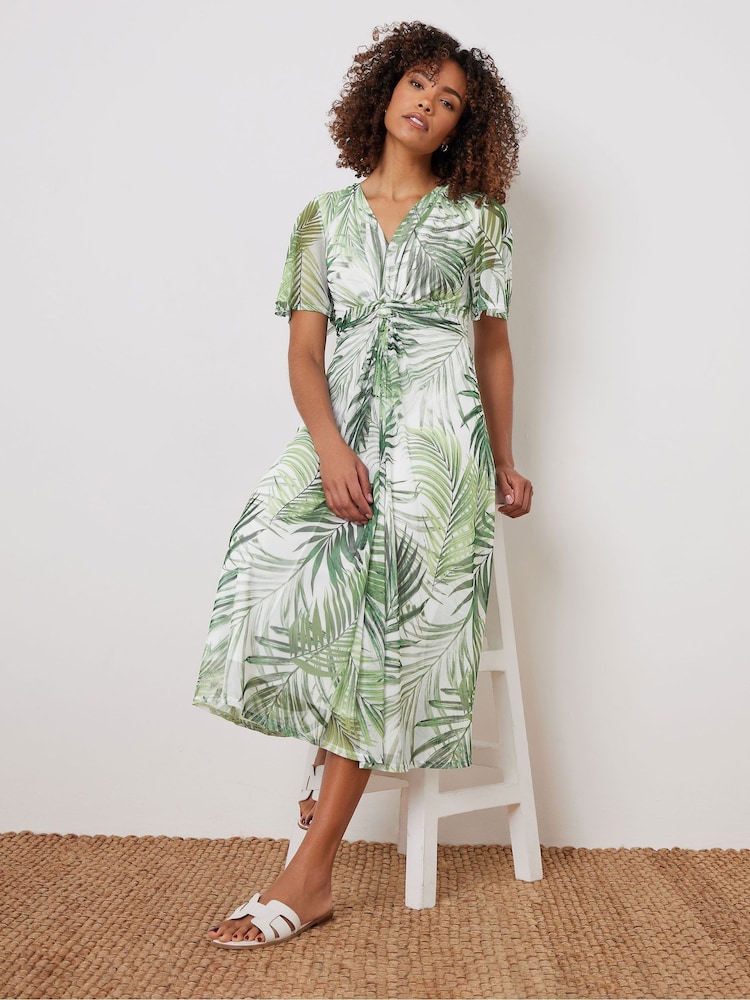 M&Co Green Mesh Short Sleeve Twist Front Dress - Image 2 of 5