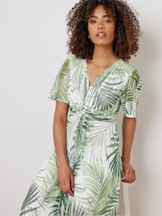 M&Co Green Mesh Short Sleeve Twist Front Dress - Image 4 of 5