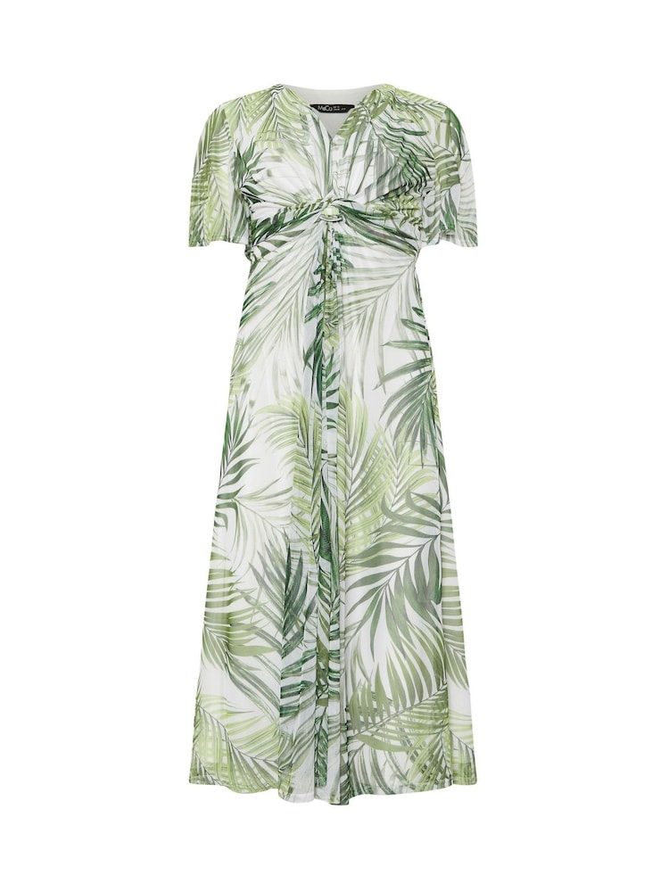 M&Co Green Mesh Short Sleeve Twist Front Dress - Image 5 of 5