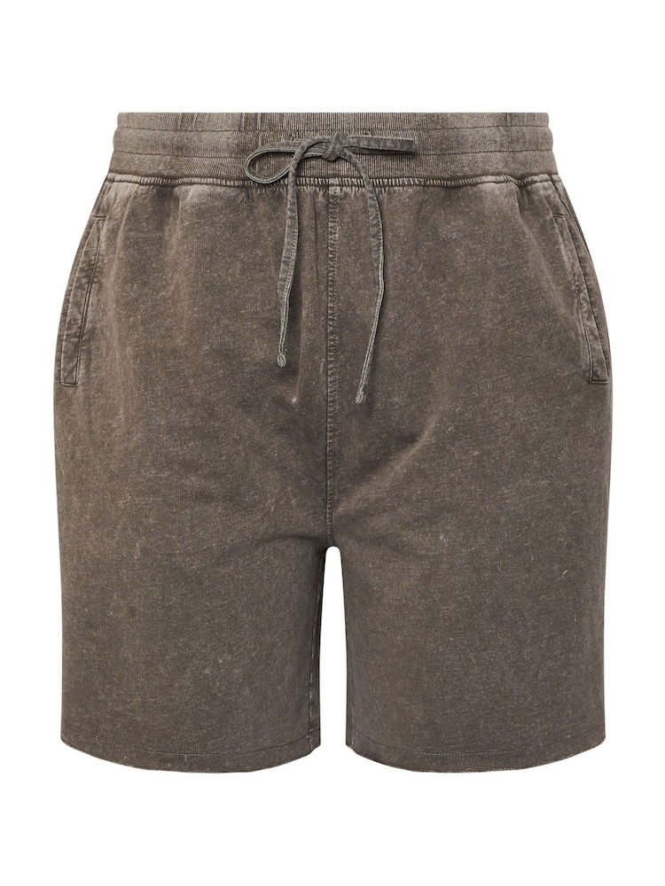 Yours Curve Brown Acid Wash Jogger Shorts - Image 6 of 6 Yours Curve Brown Acid Wash Jogger Shorts - Image 6 of 6