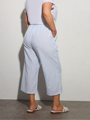 Yours Curve Blue Stripe Linen Skinny Waist Culottes - Image 3 of 5