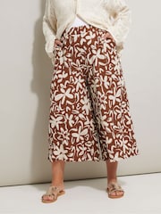 Yours Curve Brown Midaxi Culottes - Image 1 of 5
