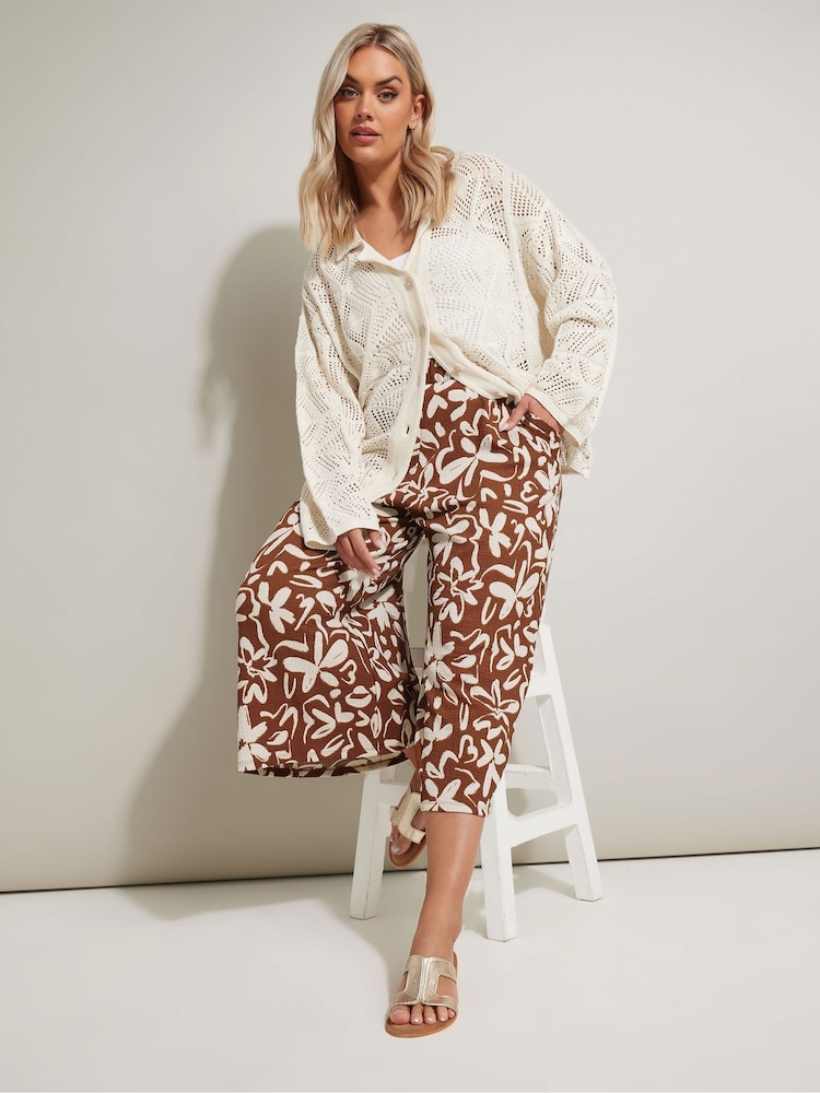 Yours Curve Brown Midaxi Culottes - Image 2 of 5